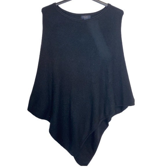 Rachel Rachel Roy Poncho Wool Black Asymmetric hemline Size Os - Picture 3 of 11